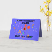 ハッピーバースデー1歳の少年 カード (黄色い花)