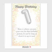 ハッピーバースデー1歳ステッカー シール (シート)