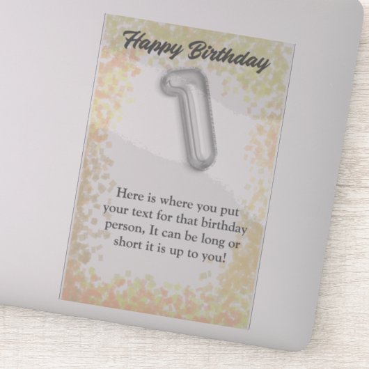 ハッピーバースデー1歳ステッカー シール (詳細)