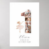 ハッピーバースデー1歳バレリーナ フォトコラージュ ポスター (正面)