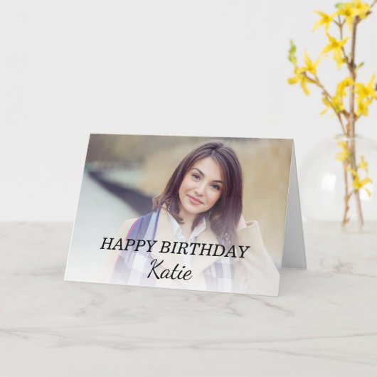 ハッピーバースデー10代のガールフォト親兄弟姉妹 カード (黄色い花)