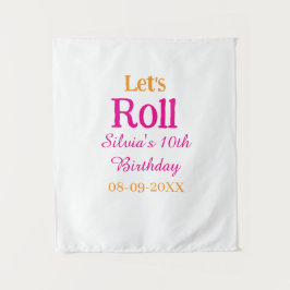 ハッピーバースデー10歳 お名前 レトロピンク タペストリー