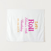 ハッピーバースデー10歳 お名前 レトロピンク タペストリー (正面(横))