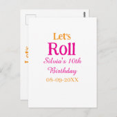 ハッピーバースデー10歳 お名前 レトロピンク ポストカード (正面/裏面)