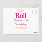 ハッピーバースデー10歳 お名前 レトロピンク ポストカード (裏面)