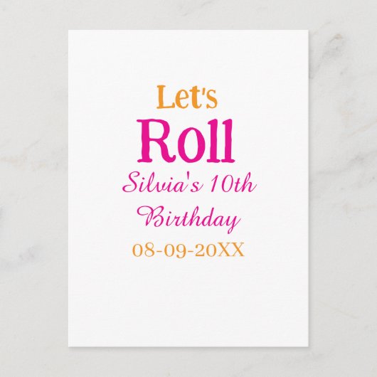 ハッピーバースデー10歳 お名前 レトロピンク ポストカード (正面)