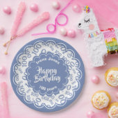 ハッピーバースデー100番目の青/白の番号パターン ペーパープレート (パーティー)