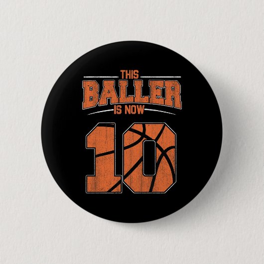 ハッピーバースデー10th 10歳バスケットボールボーイズTe 缶バッジ (正面)