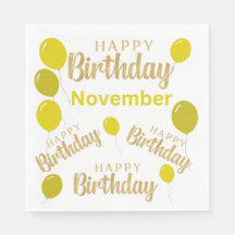 ハッピーバースデー11月の誕生日ペーパーナプキン