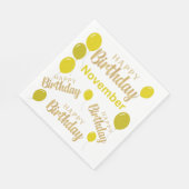 ハッピーバースデー11月の誕生日ペーパーナプキン スタンダードランチョンナプキン (角)