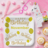 ハッピーバースデー11月の誕生日紙プレート ペーパープレート (パーティー)