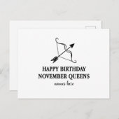 ハッピーバースデー11月クイーンカードパーソナライズされた ポストカード (正面/裏面)