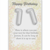 ハッピーバースデー11歳ステッカー シール (正面)