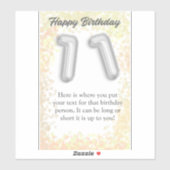 ハッピーバースデー11歳ステッカー シール (シート)