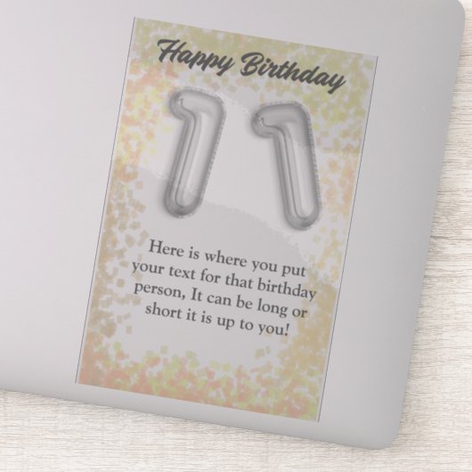 ハッピーバースデー11歳ステッカー シール (詳細)