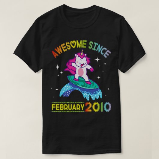 ハッピーバースデー11歳You Unicorn Surf Tシャツ (デザイン正面)