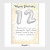 ハッピーバースデー12歳ステッカー シール (シート)