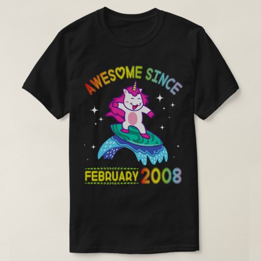 ハッピーバースデー13歳You Unicorn Surf Tシャツ (デザイン正面)