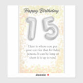 ハッピーバースデー15歳ステッカー シール (シート)
