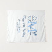 ハッピーバースデー15歳 青い名前のモノグラムビキニ タペストリー (正面(横))