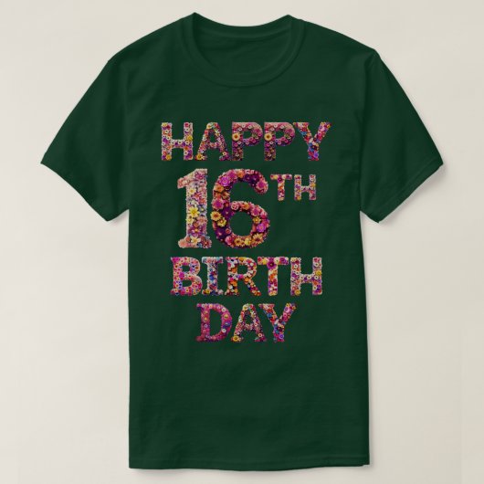 ハッピーバースデー16日 Tシャツ (デザイン正面)