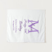ハッピーバースデー16歳 紫 名前イニシャル おしゃれモダン タペストリー (正面(横))