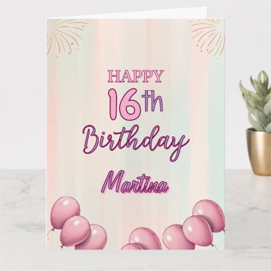 ハッピーバースデー16th10代の若者スウィートガール カード (小さな植物)