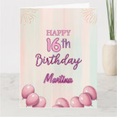 ハッピーバースデー16th10代の若者スウィートガール カード (正面)