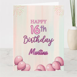 ハッピーバースデー16th10代の若者スウィートガール カード