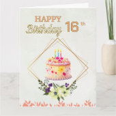 ハッピーバースデー16th10代の若者スウィートガール カード (正面)