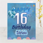 ハッピーバースデー16th10代の若者ボーイ カード (黄色い花)