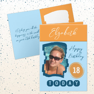 ハッピーバースデー18今日フォトブルーのオレンジを追加 カード