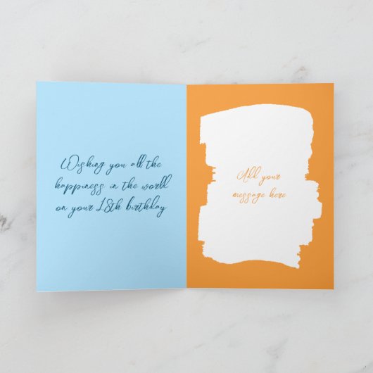 ハッピーバースデー18今日フォトブルーのオレンジを追加 カード (内部)