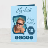 ハッピーバースデー18今日フォトブルーを追加 カード (正面)