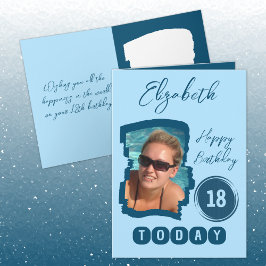 ハッピーバースデー18今日フォトブルーを追加 カード
