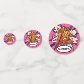 ハッピーバースデー18歳 ピンク ファン レトロ コミックブック コンフェッティ (裏面)