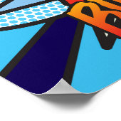 ハッピーバースデー18歳 ポップアート 青 ポスター (角)