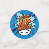 ハッピーバースデー18歳 レトロコミックスタイルのポップアート コンフェッティ (スモール正面)