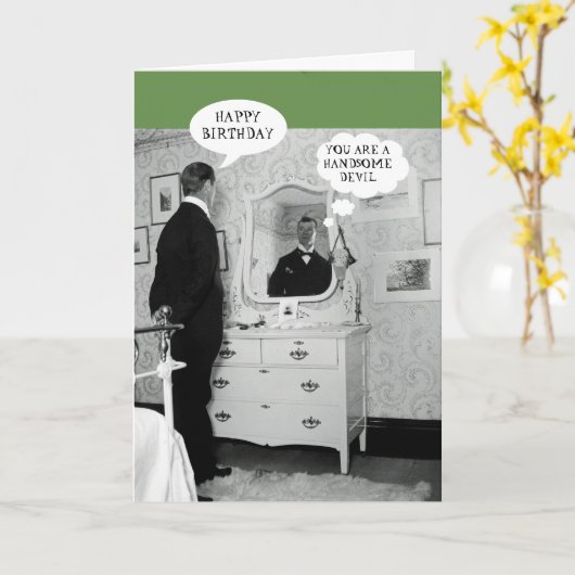 ハッピーバースデー1890の男が独り言を言うヴィンテージ カード (黄色い花)