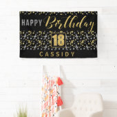 ハッピーバースデー18 (名前が黒と金ゴールド) 横断幕 (インサイチュ)