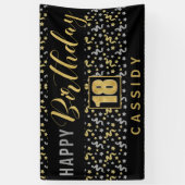 ハッピーバースデー18 (名前が黒と金ゴールド) 横断幕 (縦)
