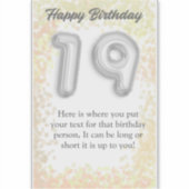 ハッピーバースデー19歳ステッカー シール (正面)