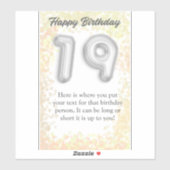 ハッピーバースデー19歳ステッカー シール (シート)
