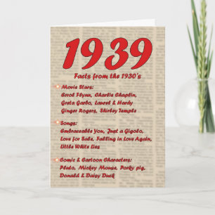 ハッピーバースデー1939年誕生報道30年代30年代 カード