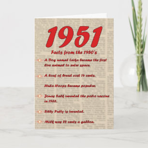 ハッピーバースデー1951年誕生ニュース50年代50 カード