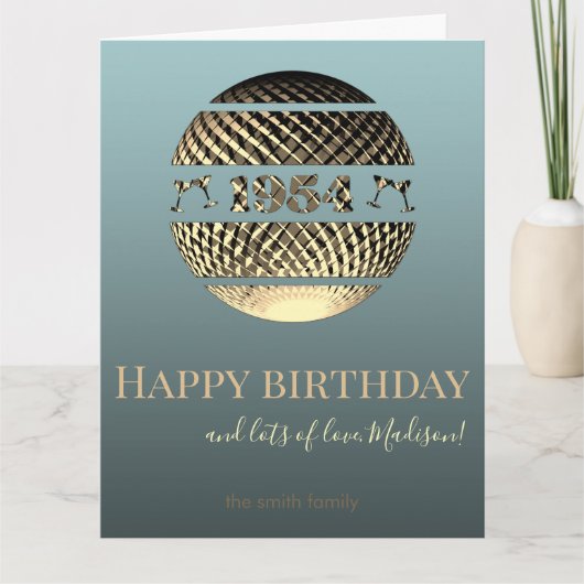 ハッピーバースデー1954金ゴールド70日 カード (正面)