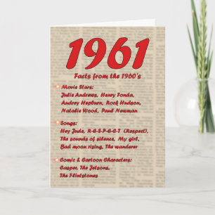 ハッピーバースデー1961年誕生ニュース60年代60 カード