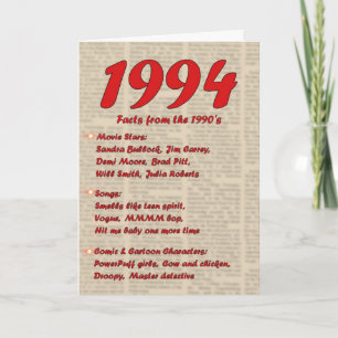 ハッピーバースデー1994年誕生ニュース90年代90 カード