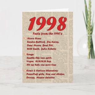 ハッピーバースデー1998年誕生ニュース90年代90 カード
