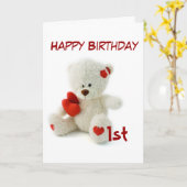 ハッピーバースデー1stテディベアテーマ カード (黄色い花)